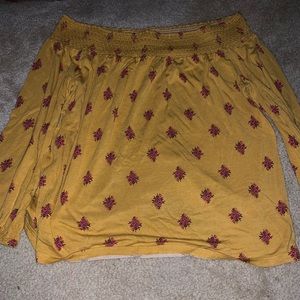 Off the shoulder yellow, floral top
